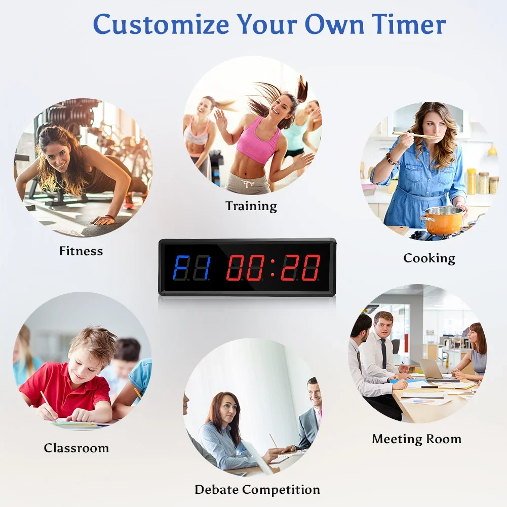 Crossfit No Equipment - Seesii Timer 1,5-Zoll-Digital-Countdown-Uhr mit Fernbedienung, LED-Intervall-Timer-Uhr