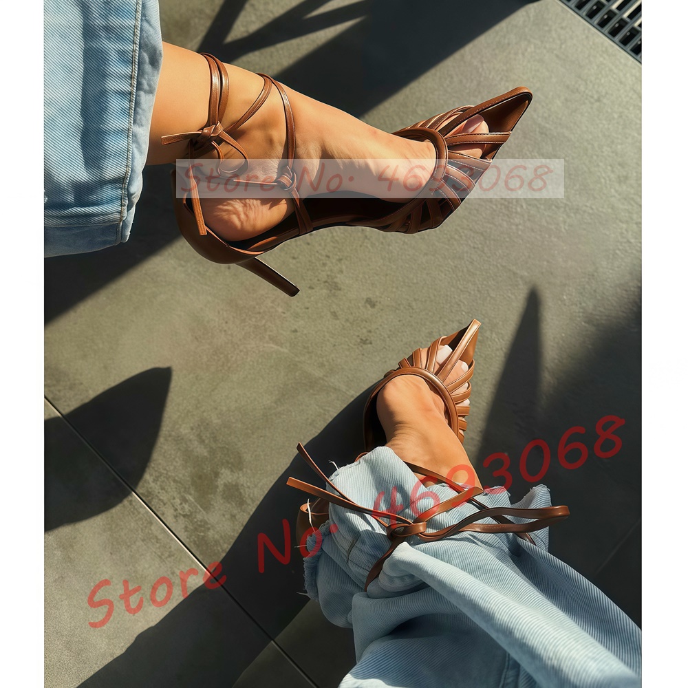 Braune spitze Zehensandalen fü – Crossfit Lady Bewertung und Preis
